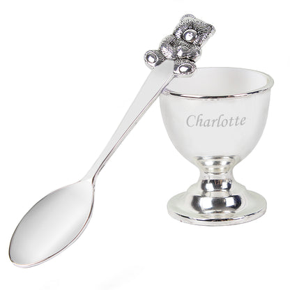 Personalised Silver Egg Cup & Spoon - image 5