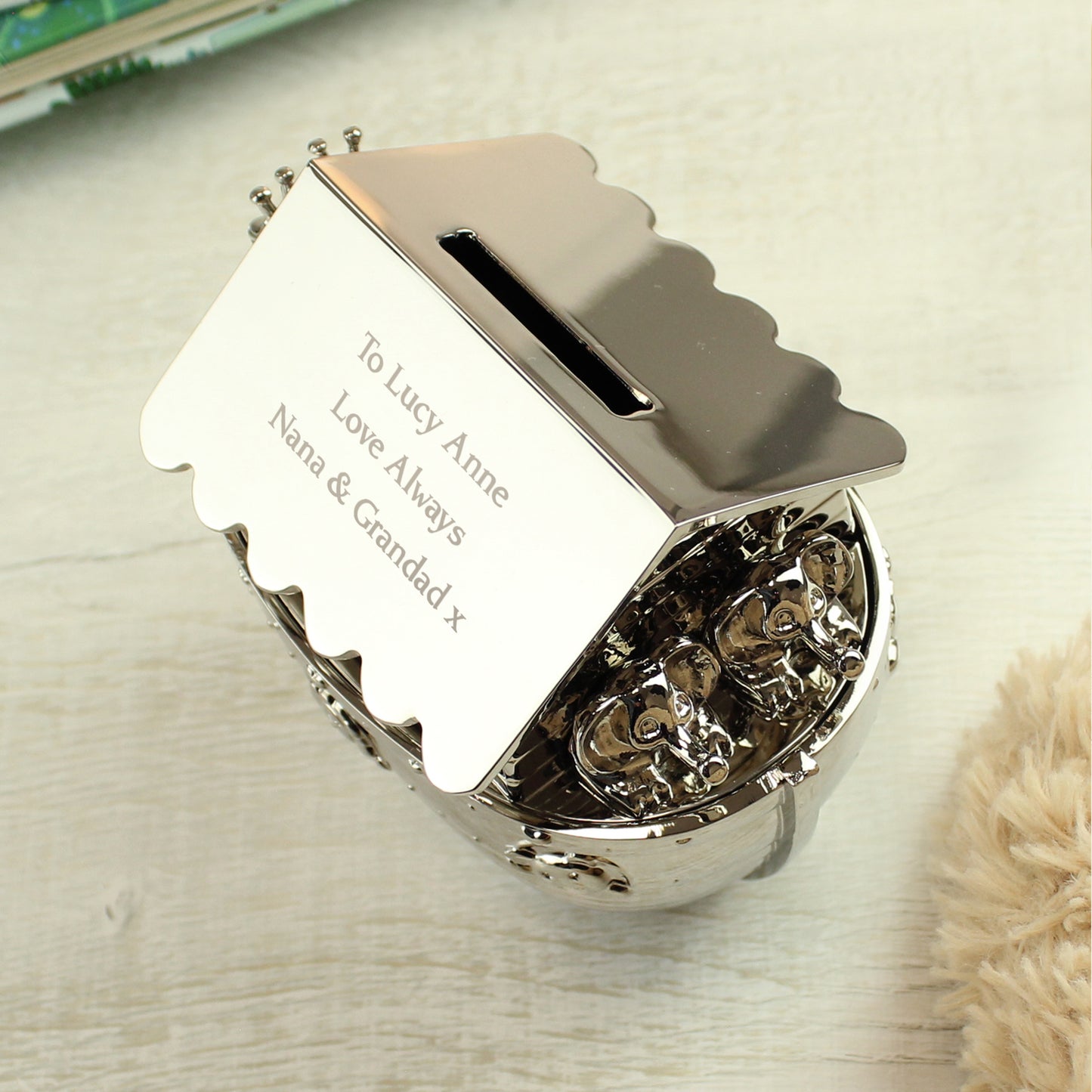 Personalised Silver Noahs Ark Money Box from Heartfelt Gifts