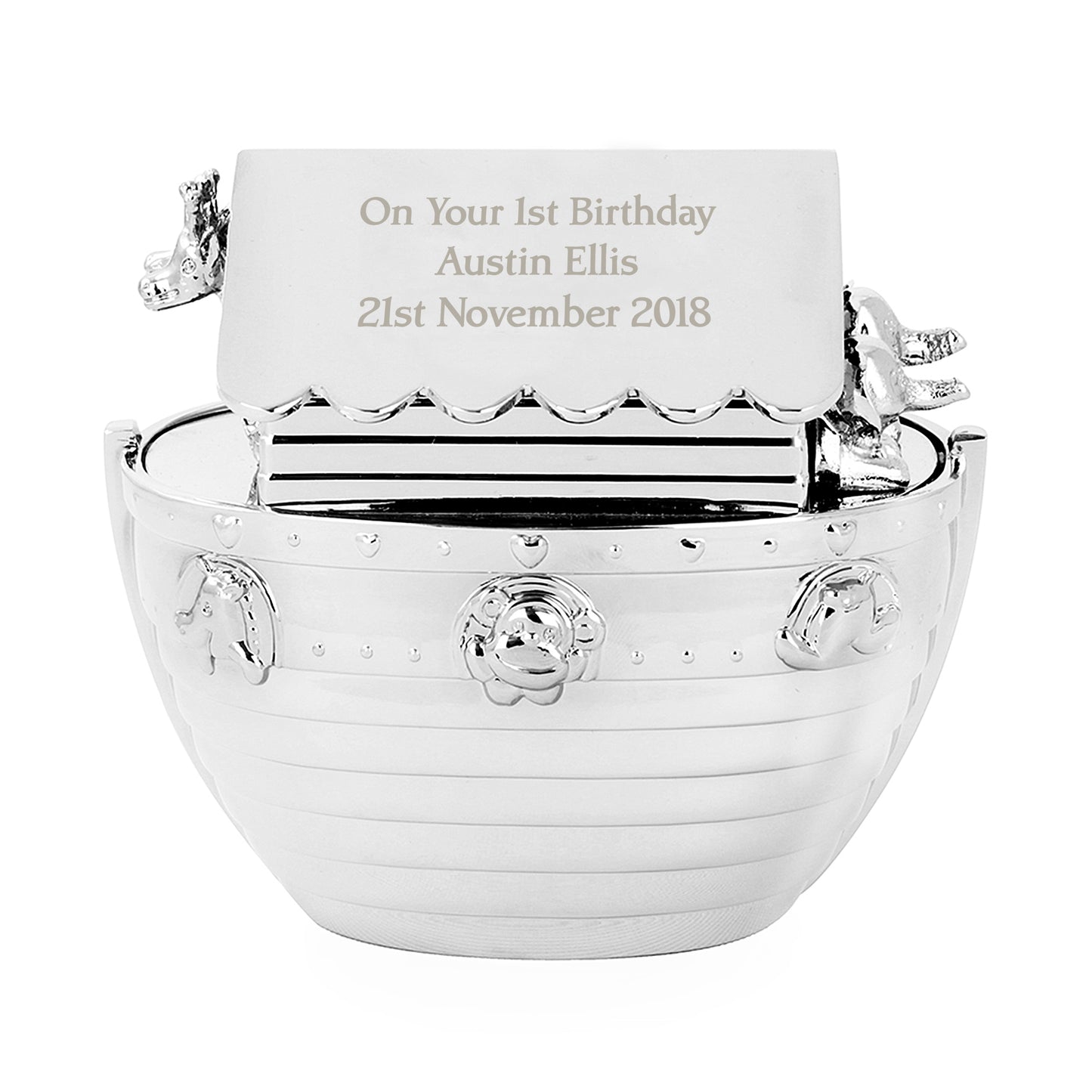 Personalised Silver Noahs Ark Money Box - image 5