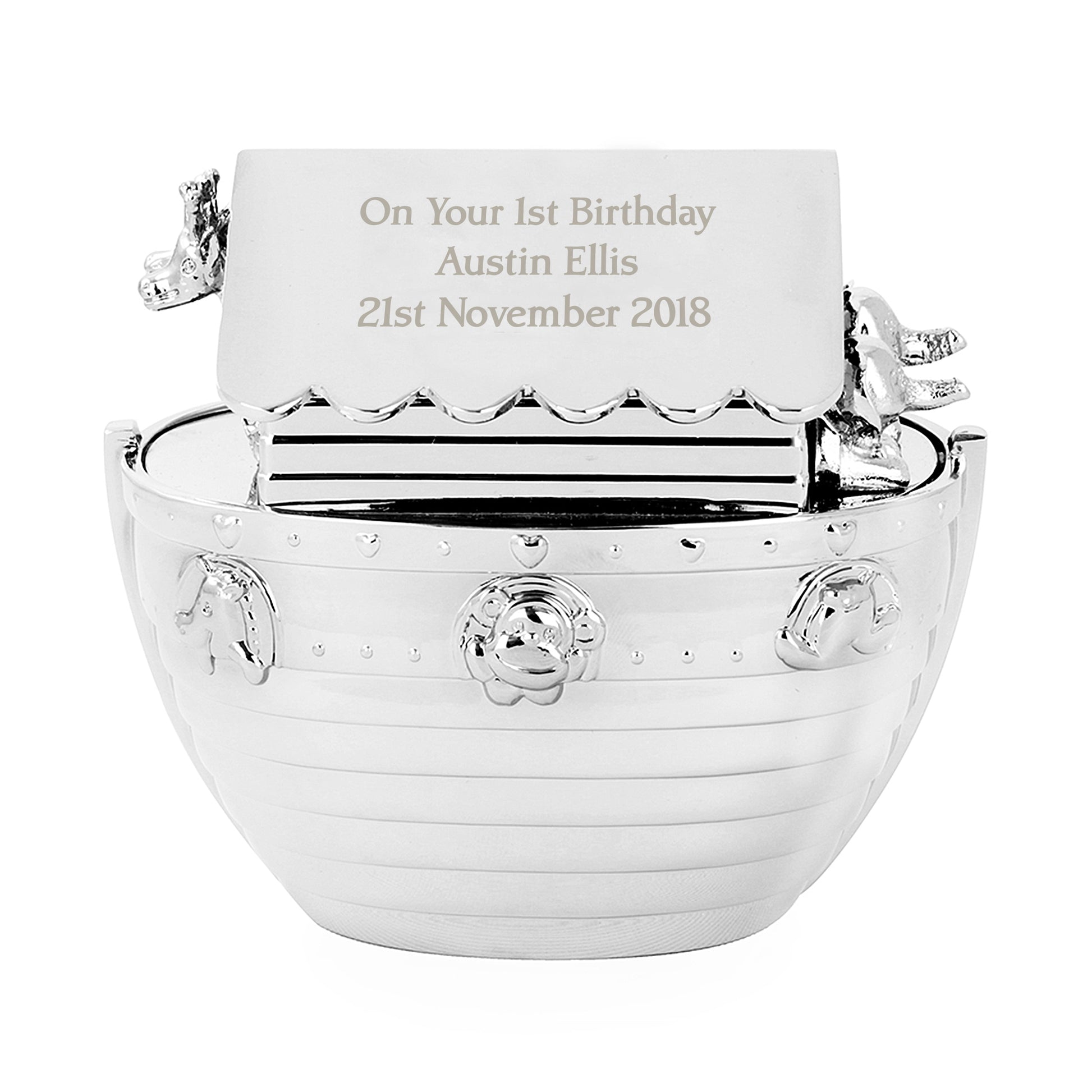 Personalised Silver Noahs Ark Money Box - image 5