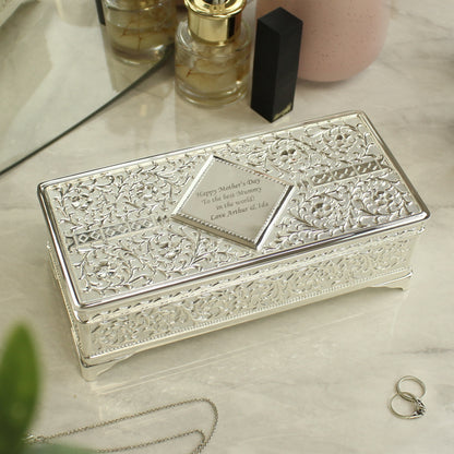 Personalised Antique Silver Plated Jewellery Box from Heartfelt Gifts