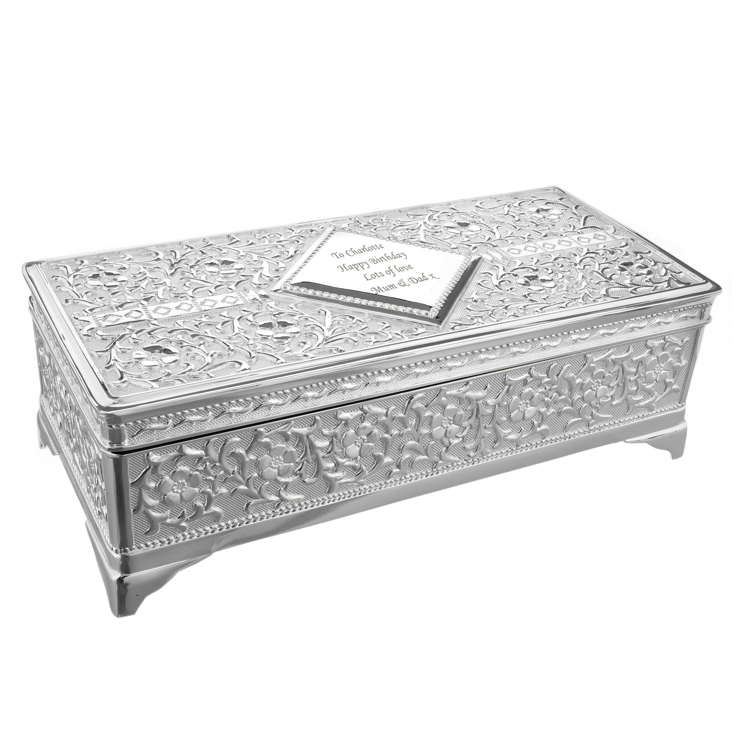 Personalised Antique Silver Plated Jewellery Box - image 5