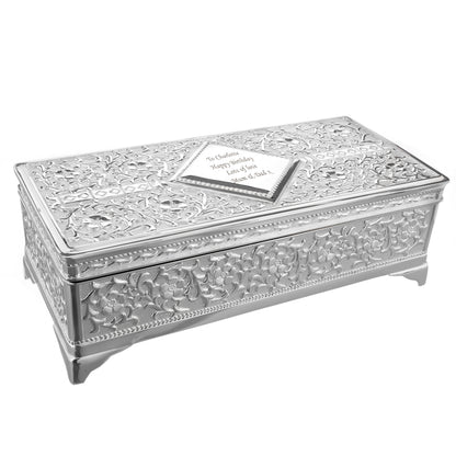 Personalised Antique Silver Plated Jewellery Box - image 5