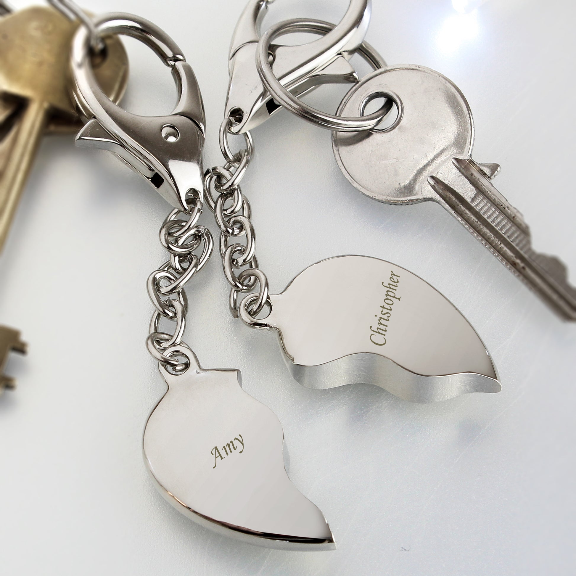 Personalised Two Hearts Keyring - image 3