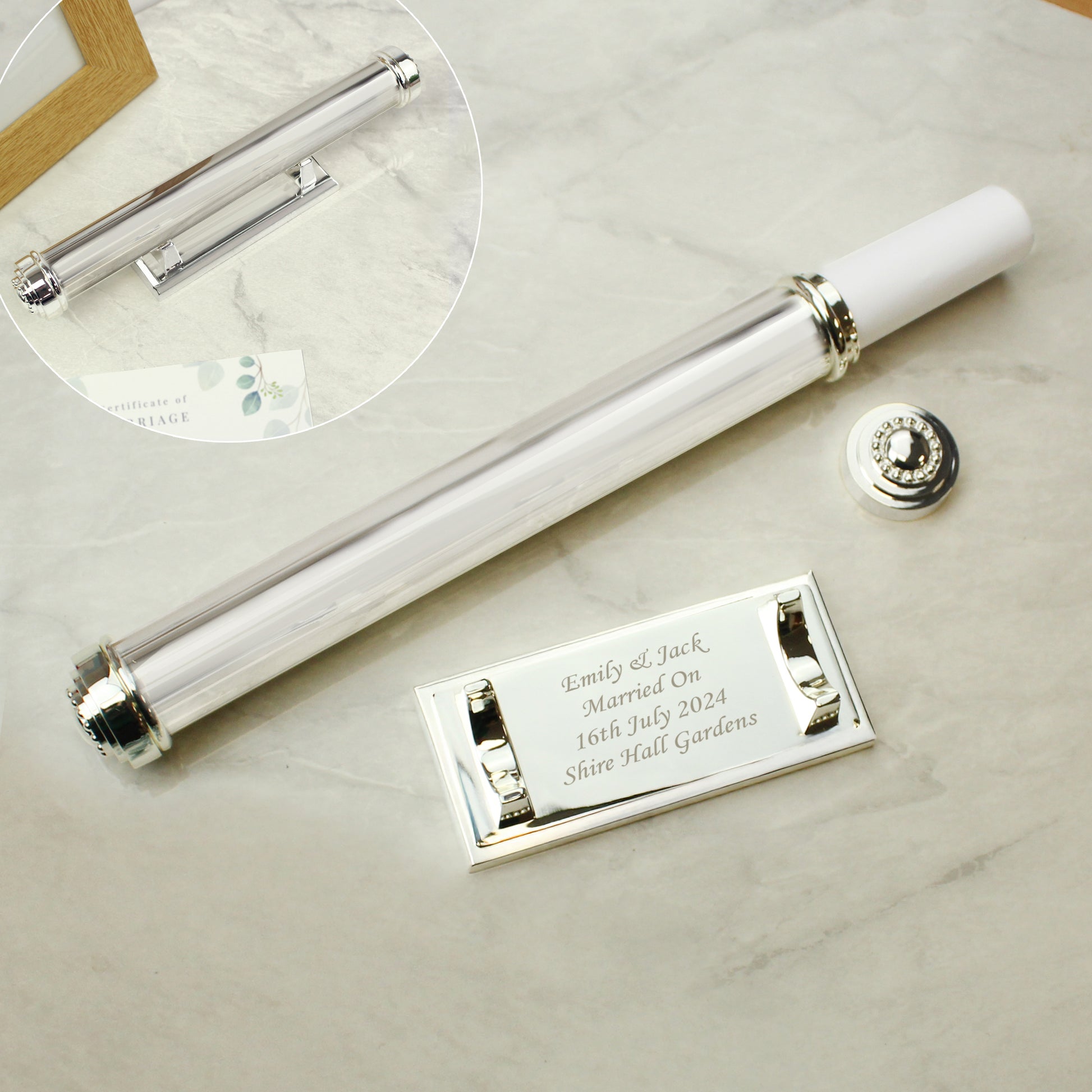 Personalised Plain Silver Plated Certificate Holder - image 2