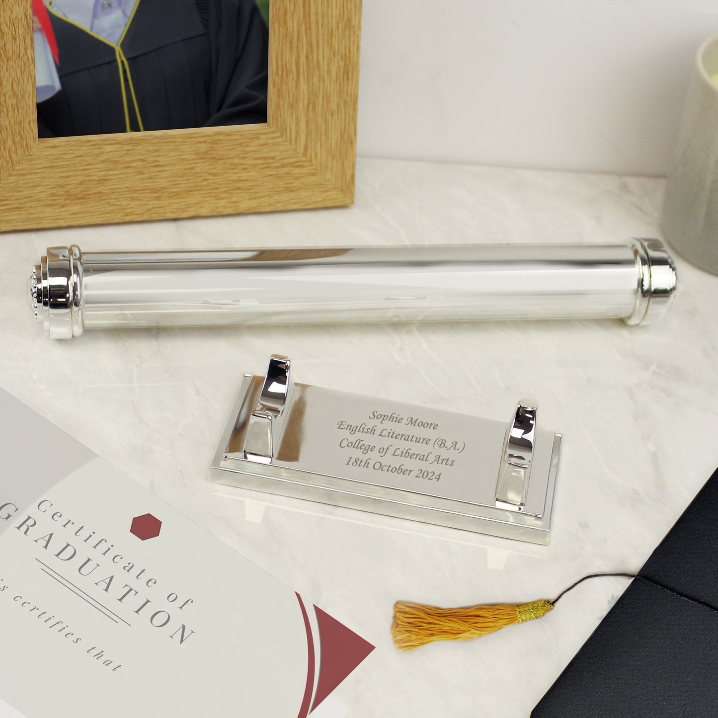 Personalised Plain Silver Plated Certificate Holder - image 4