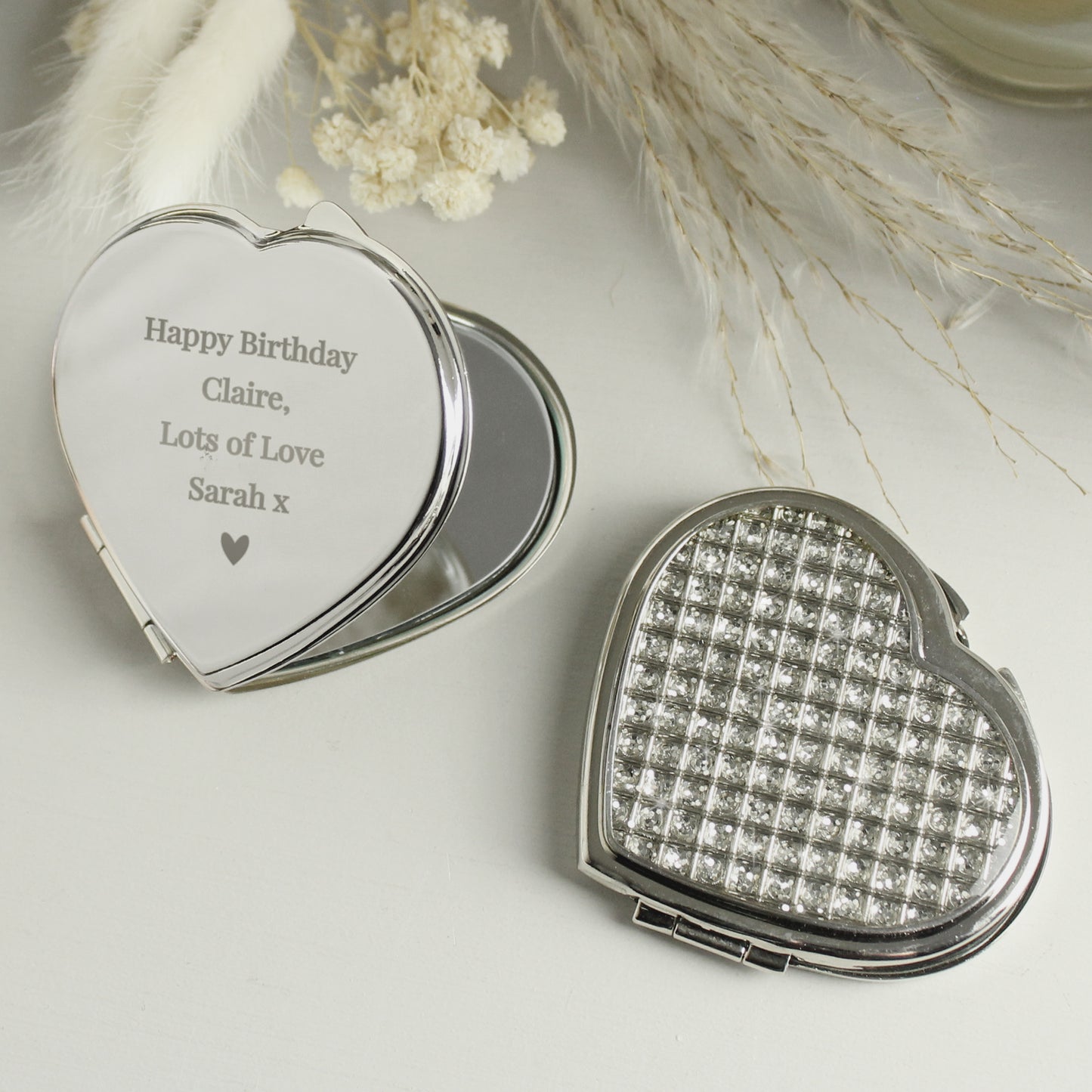 Personalised Diamante Heart Compact Mirror - image 2