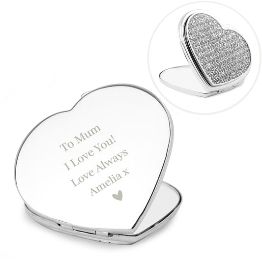 Personalised Diamante Heart Compact Mirror - image 5
