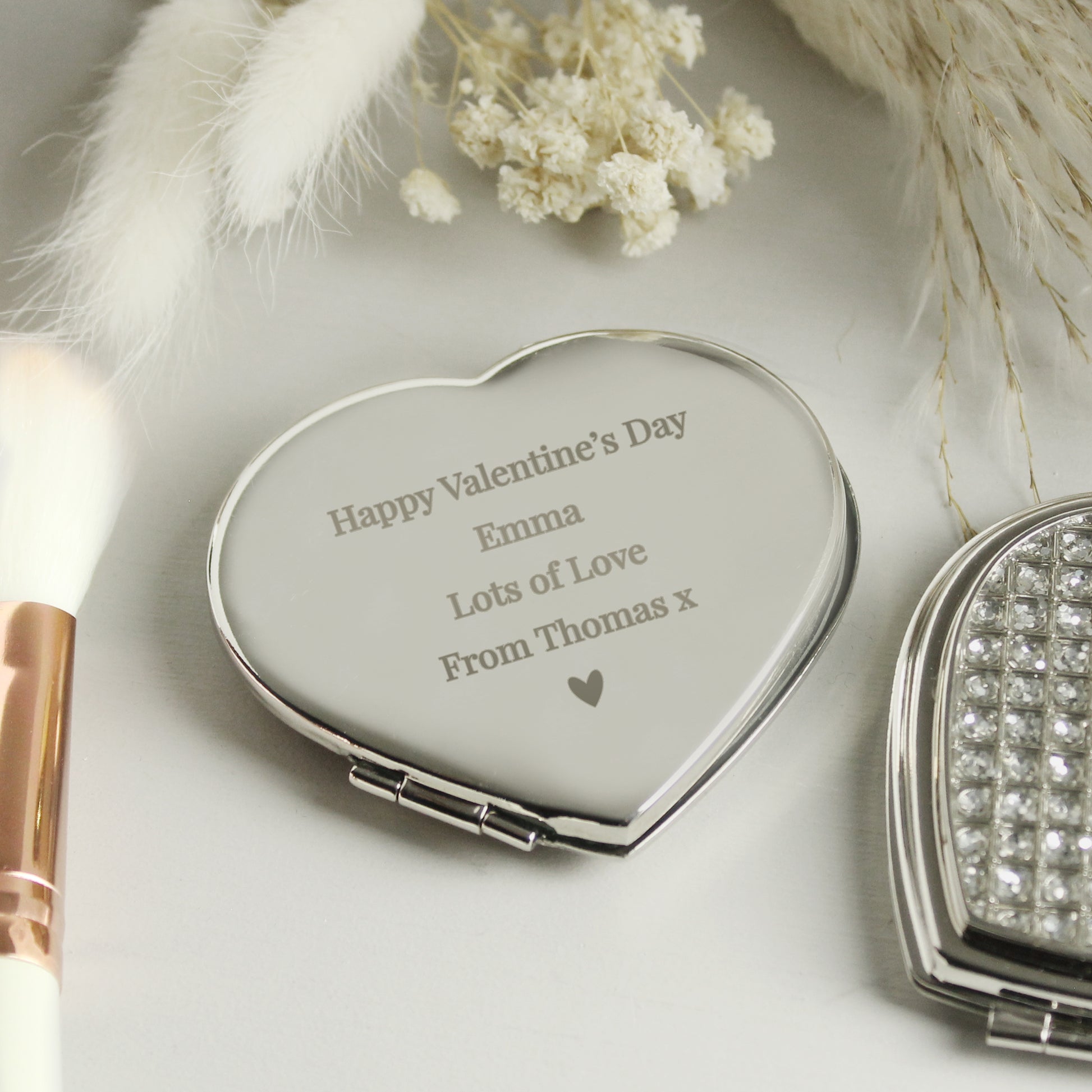 Personalised Diamante Heart Compact Mirror - image 6