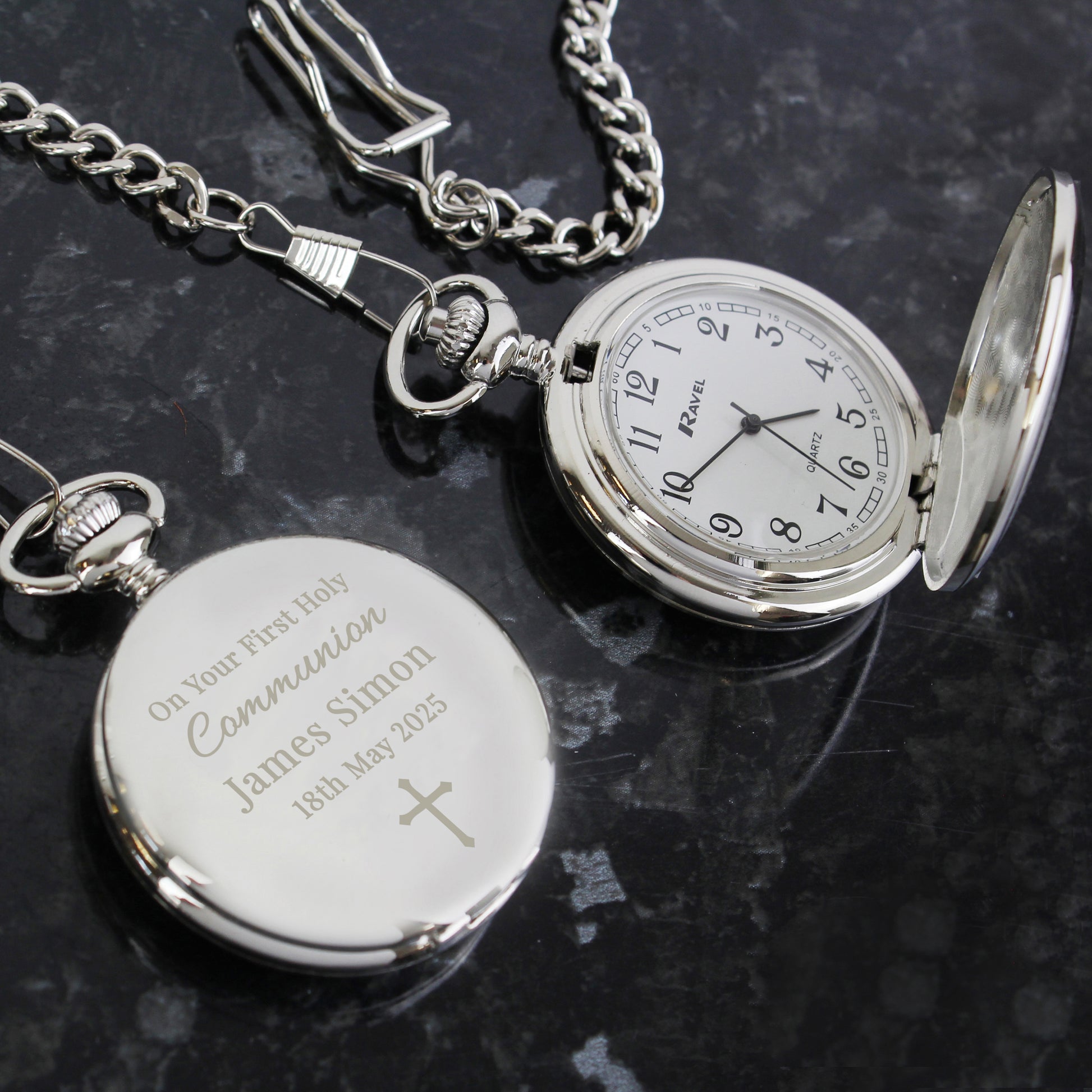 Personalised Religious Pocket Watch – Communion Confirmation Christening Gift