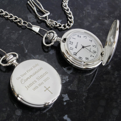 Personalised Religious Pocket Watch – Communion Confirmation Christening Gift