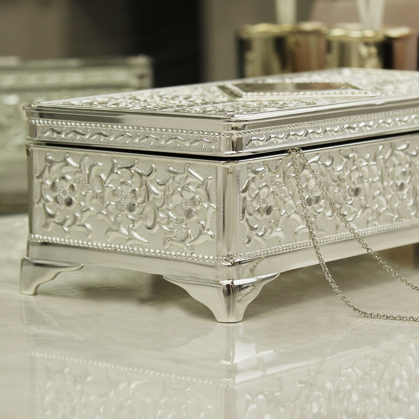 Personalised Silver Plated Jewellery Box – Luxury Anniversary Birthday Gift for Her - image 6
