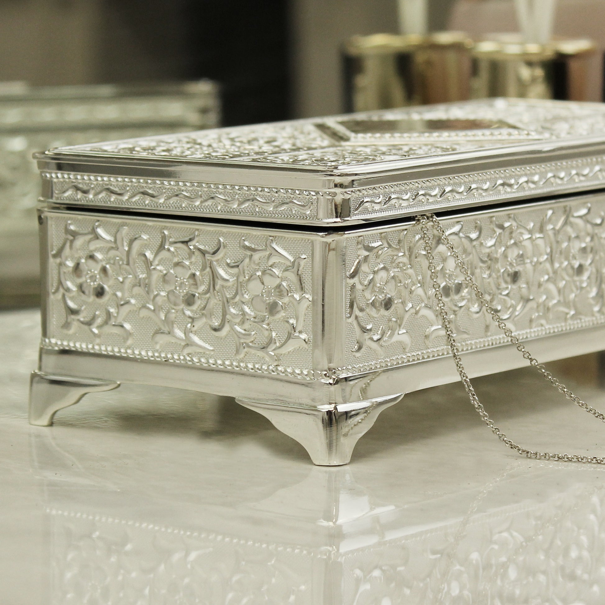 Personalised Silver Plated Jewellery Box – Luxury Anniversary Birthday Gift for Her - image 6