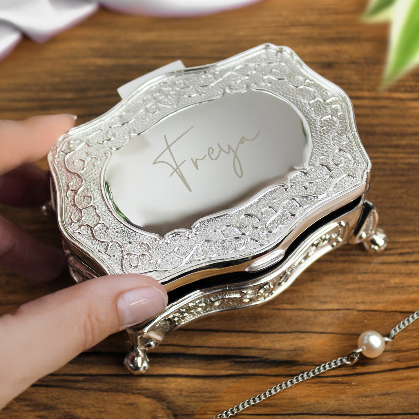 Personalised Small Silver Plated Jewellery Box – Birthday Anniversary Gift for Her - image 2