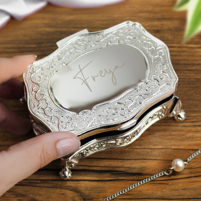 Personalised Small Silver Plated Jewellery Box – Birthday Anniversary Gift for Her - image 2