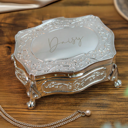 Personalised Small Silver Plated Jewellery Box – Birthday Anniversary Gift for Her - image 3