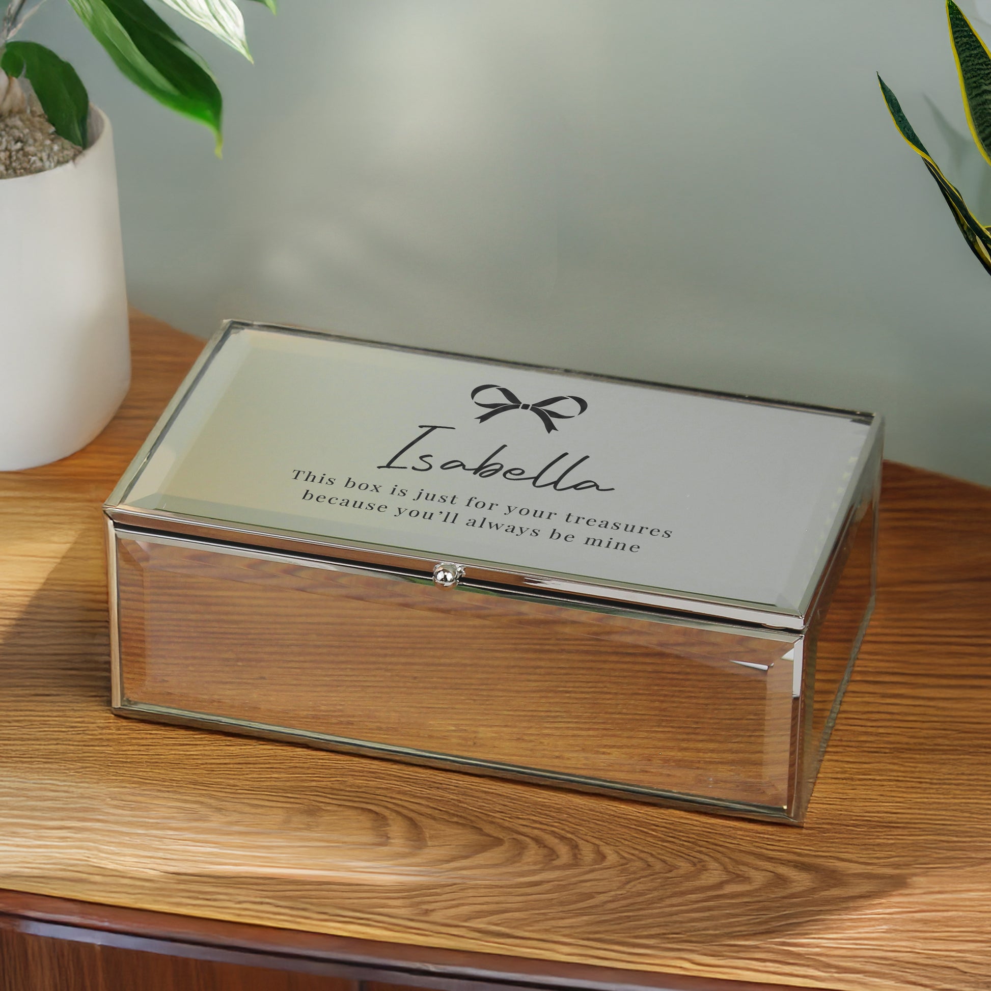 Personalised Bow Mirrored Jewellery Box – Luxury Birthday Valentine Gift for Her - image 3