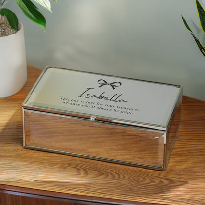 Personalised Bow Mirrored Jewellery Box – Luxury Birthday Valentine Gift for Her - image 3