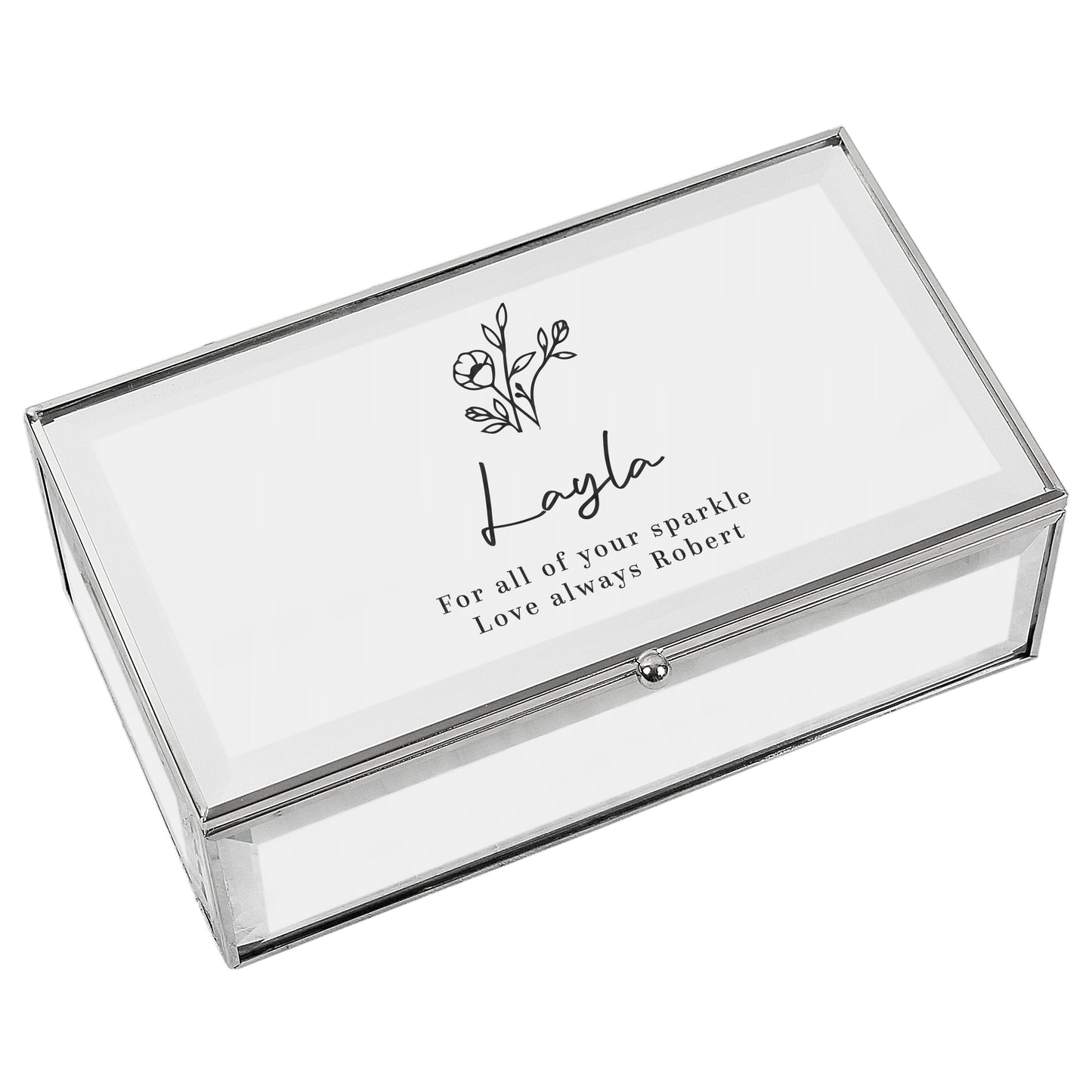 Personalised Floral Mirrored Jewellery Box – Luxury Birthday Gift for Her - image 5
