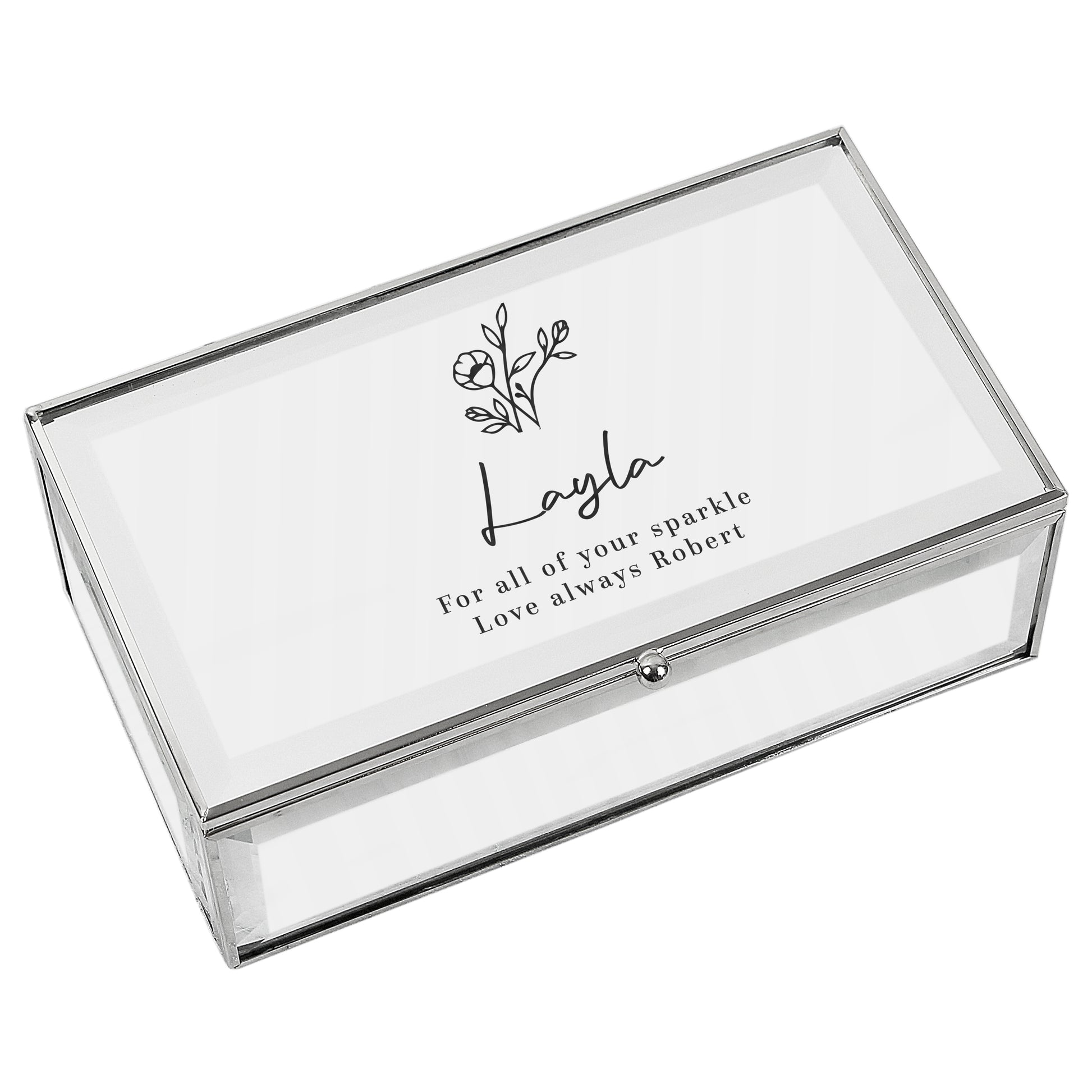 Personalised Floral Mirrored Jewellery Box – Luxury Birthday Gift for Her - image 5
