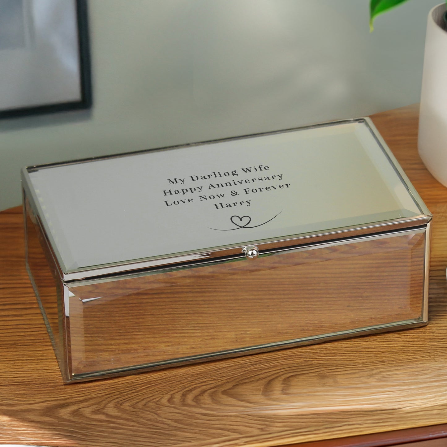 Personalised Heart Mirrored Jewellery Box – Luxury Birthday Valentine Gift for Her