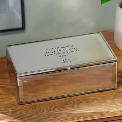 Personalised Heart Mirrored Jewellery Box – Luxury Birthday Valentine Gift for Her