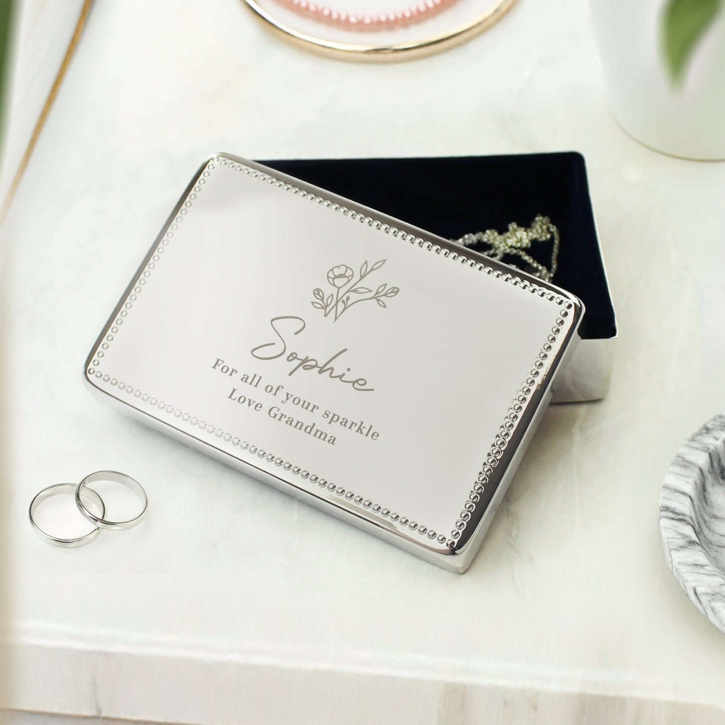 Personalised Floral Small Jewellery Box – Birthday Valentine Gift for Her - image 3