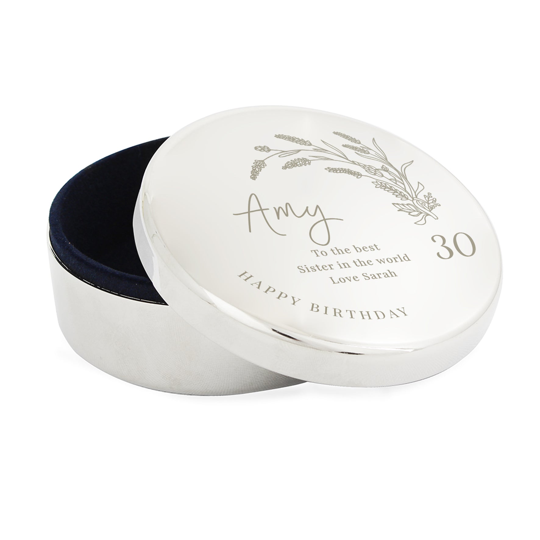 Personalised Birthday Round Trinket Box – Milestone Birthday Gift for Her - image 4