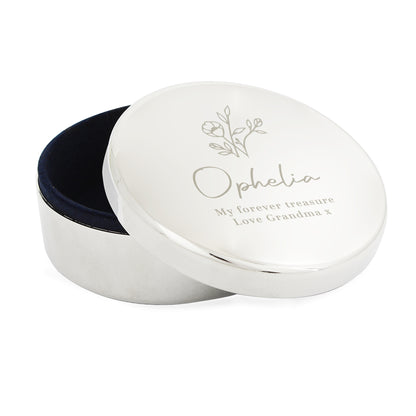 Personalised Floral Round Trinket Box – Birthday Valentine Gift for Her - image 4