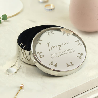 Personalised Bow Round Trinket Box – Birthday Valentine Gift for Her - image 3