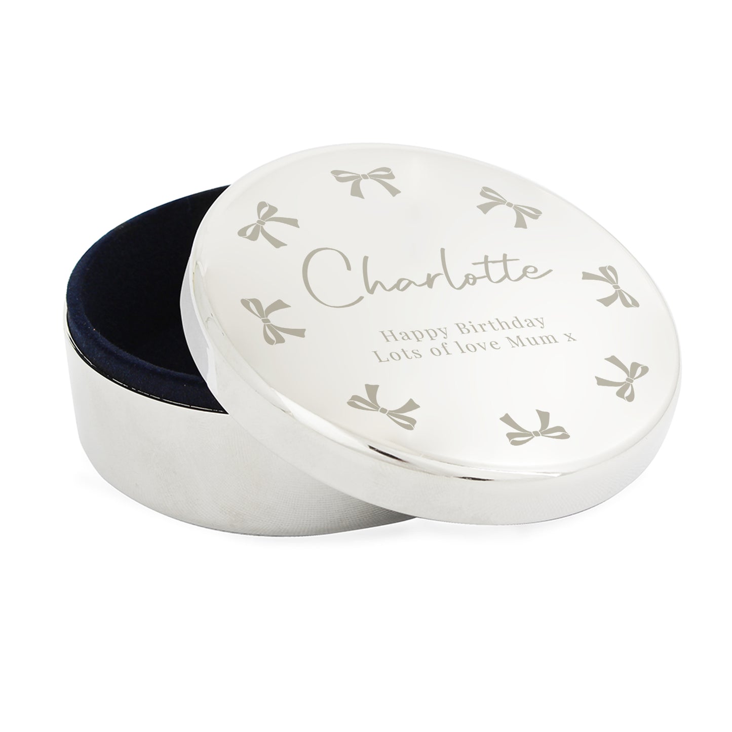 Personalised Bow Round Trinket Box – Birthday Valentine Gift for Her - image 4