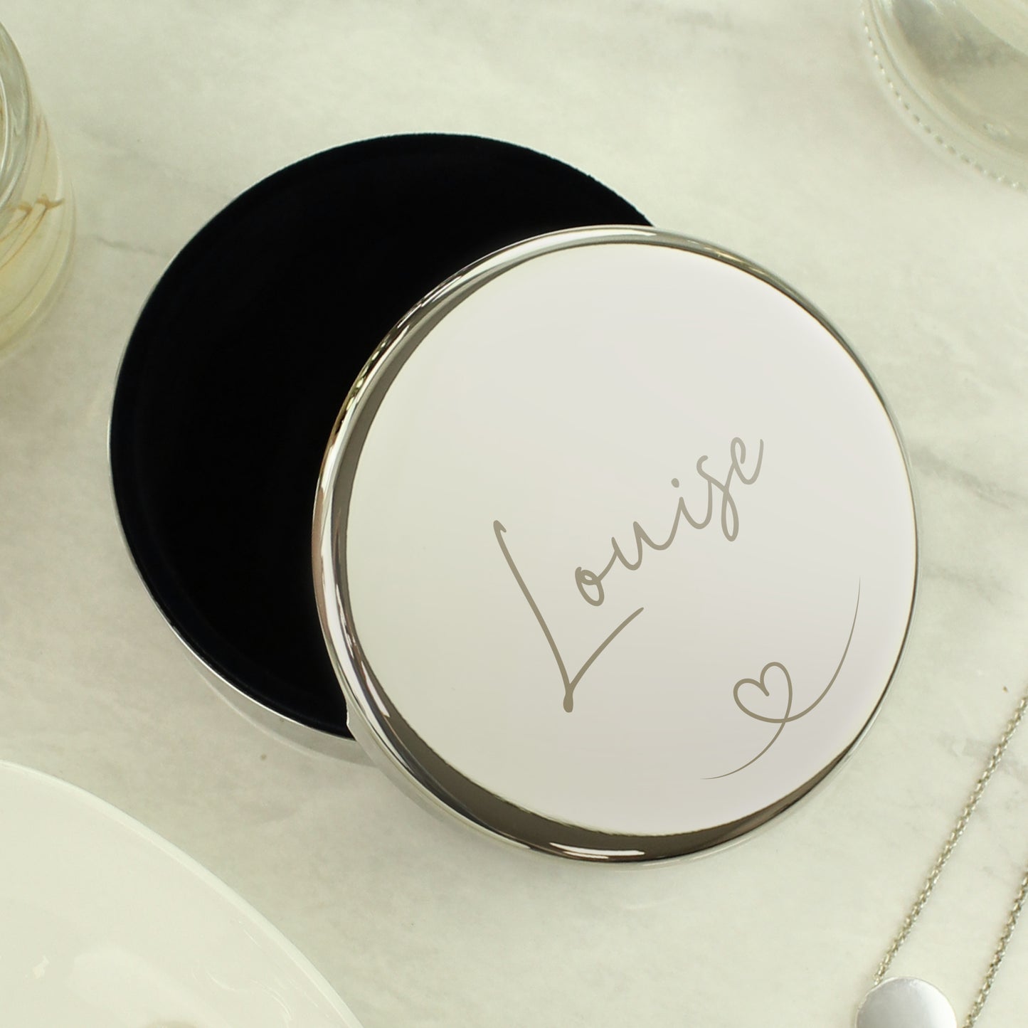 Personalised Heart Round Trinket Box – Birthday Valentine's Keepsake Gift for Her - image 2