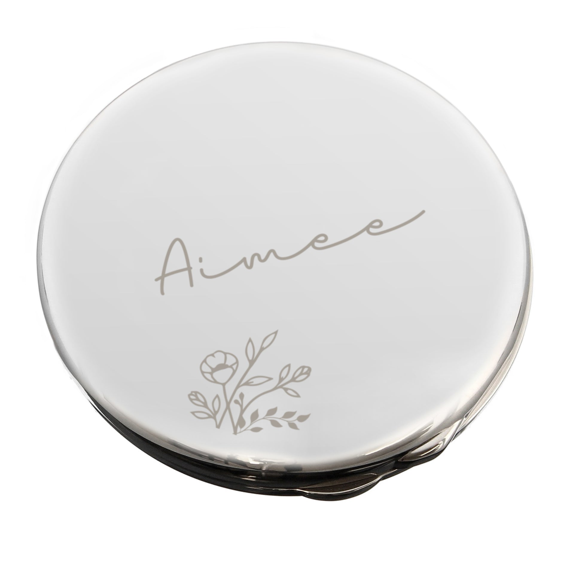 Personalised Floral Round Compact Mirror – Birthday Valentine Gift for Her - image 4