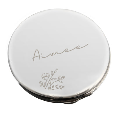 Personalised Floral Round Compact Mirror – Birthday Valentine Gift for Her - image 4