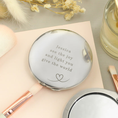 Personalised Heart Round Compact Mirror – Birthday Valentine's Gift for Her - image 3