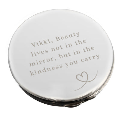 Personalised Heart Round Compact Mirror – Birthday Valentine's Gift for Her - image 4