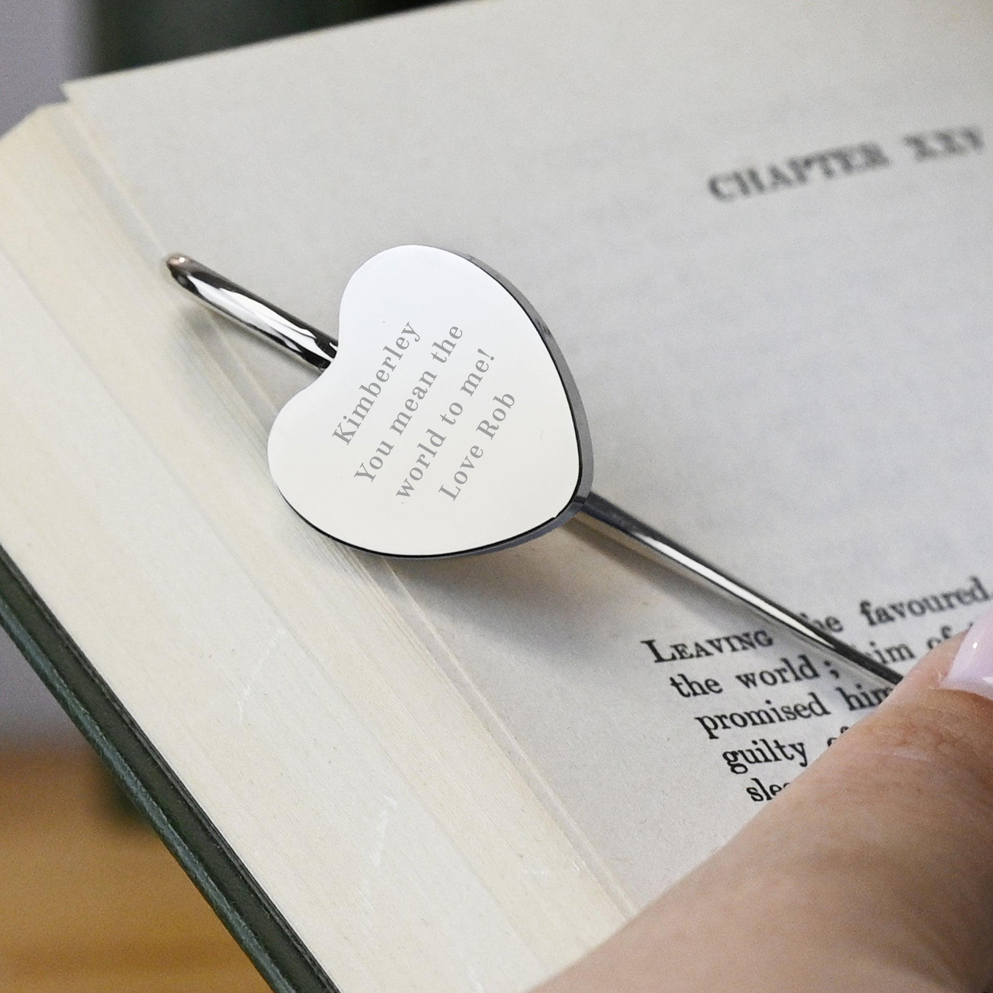 Personalised Engraved Silver Heart Bookmark – Birthday Gift for Book Lovers