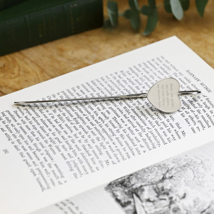 Personalised Engraved Silver Heart Bookmark – Birthday Gift for Book Lovers - image 3