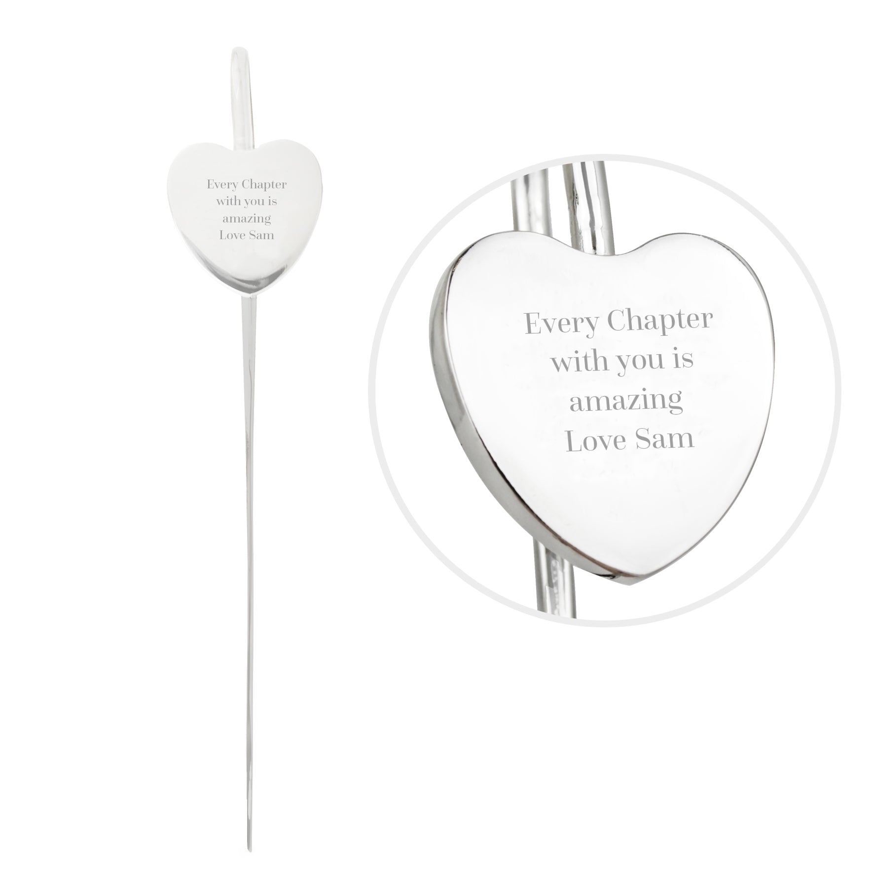 Personalised Engraved Silver Heart Bookmark – Birthday Gift for Book Lovers - image 5