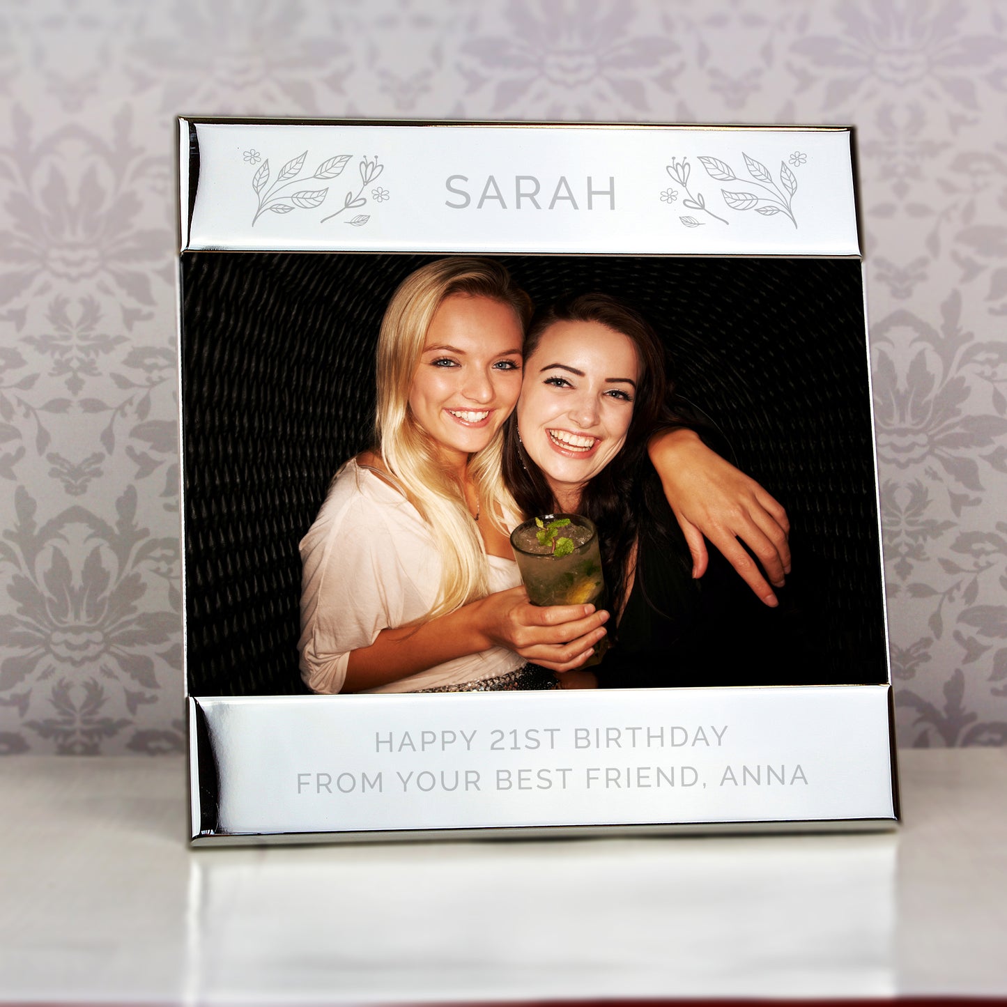 Personalised Silver Floral 6x4 Photo Frame from Heartfelt Gifts
