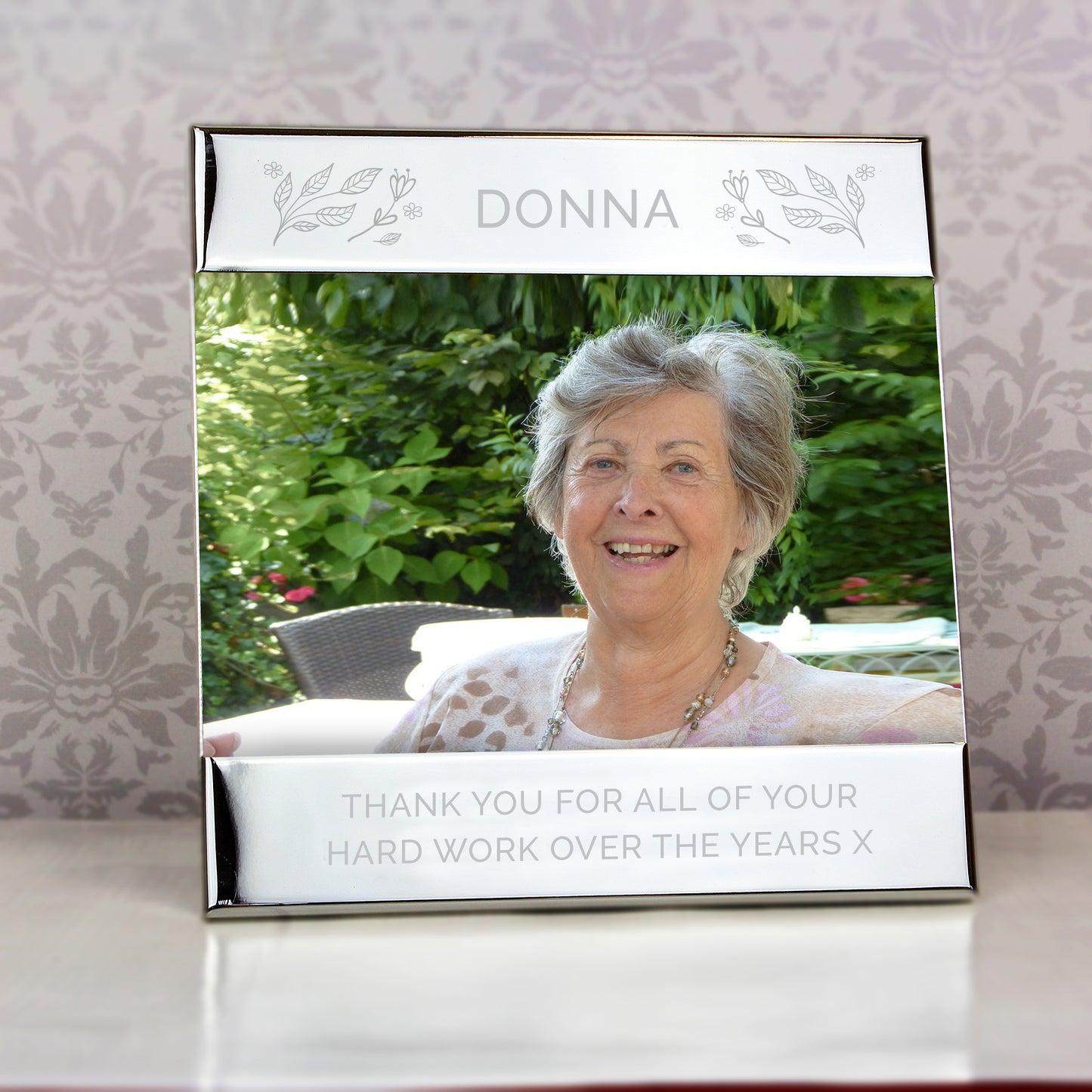 Personalised Silver Floral 6x4 Photo Frame - image 3