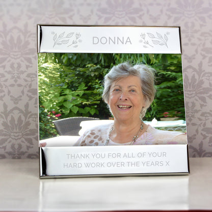 Personalised Silver Floral 6x4 Photo Frame - image 3