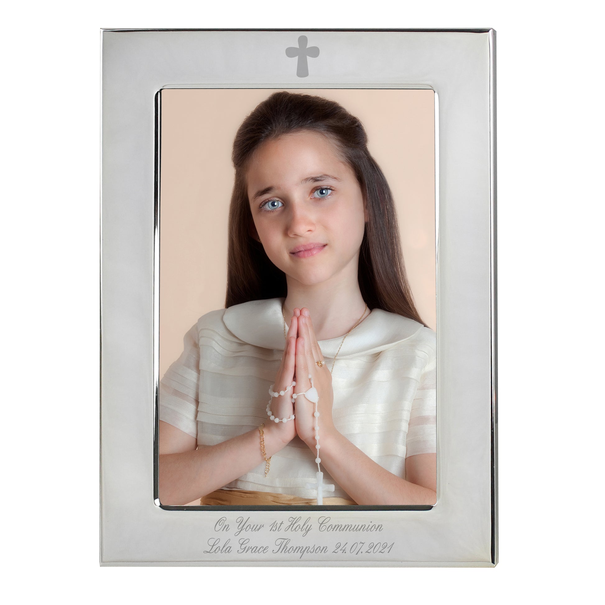 Personalised Silver Plated 6x4 Elegant Cross Photo Frame - image 2