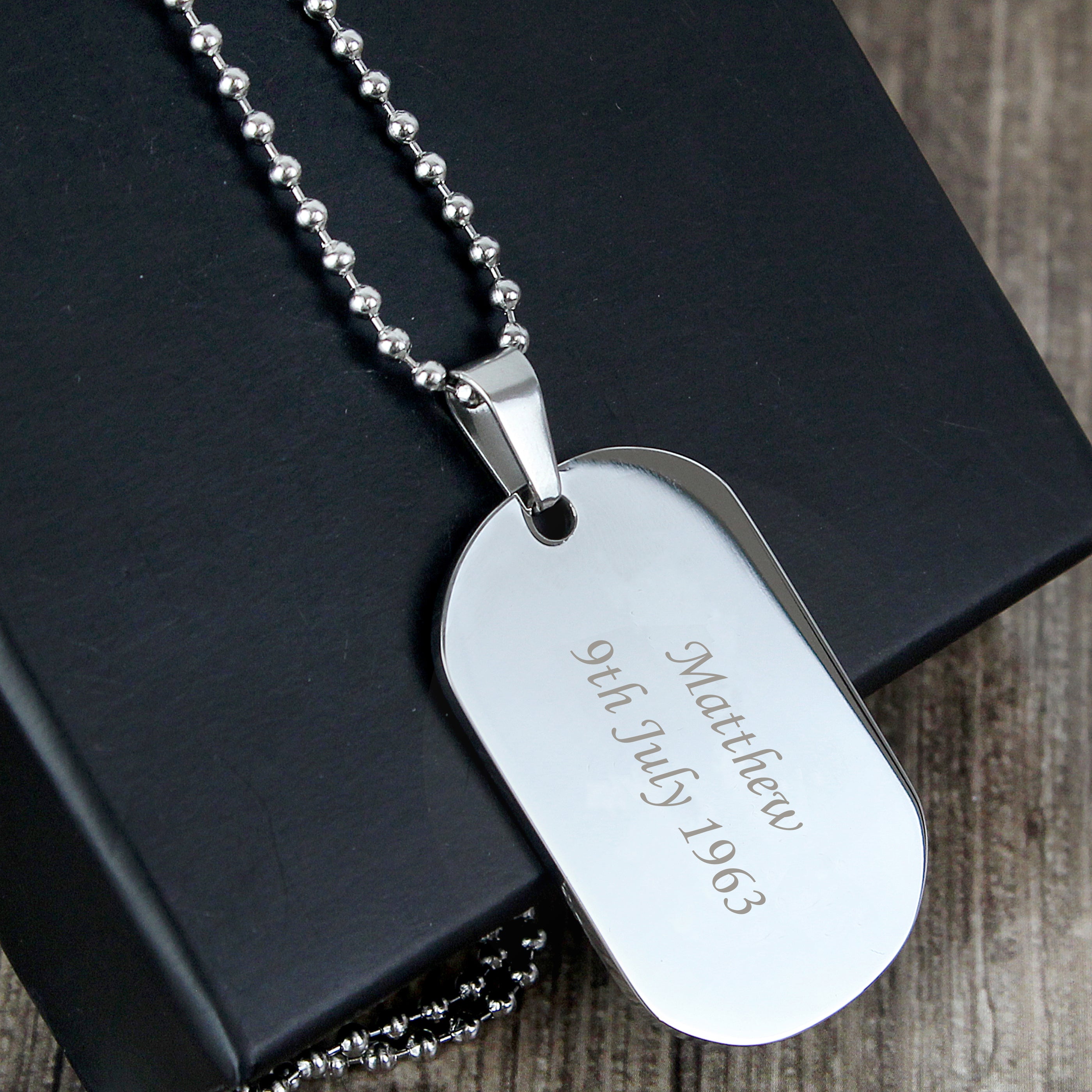 Personalised Stainless Steel Dog Tag Necklace from Heartfelt Gifts