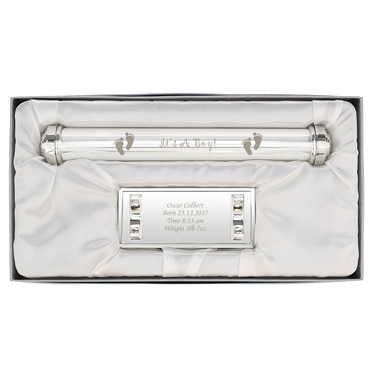 Personalised Its A Boy Silver Plated Certificate Holder - image 2
