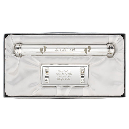 Personalised Its A Boy Silver Plated Certificate Holder - image 2