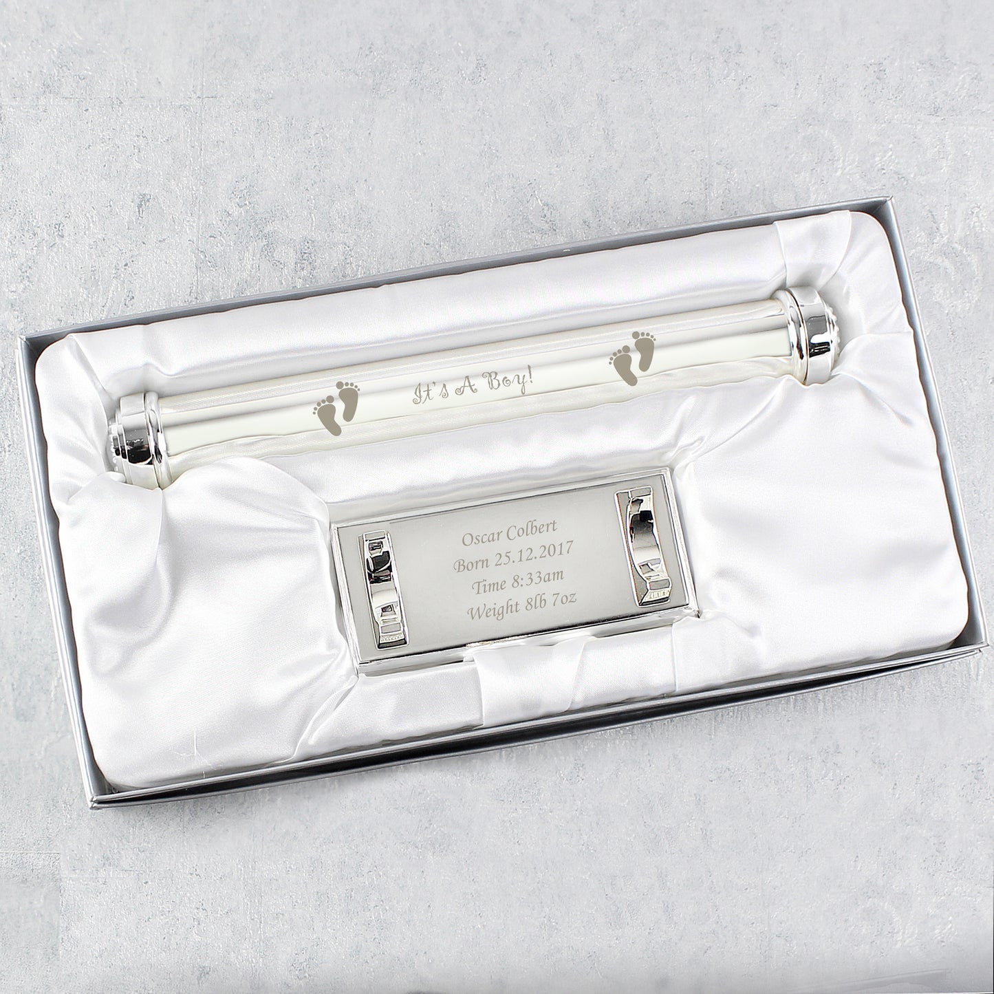 Personalised Its A Boy Silver Plated Certificate Holder - image 4