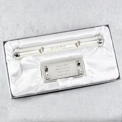 Personalised Its A Boy Silver Plated Certificate Holder - image 4