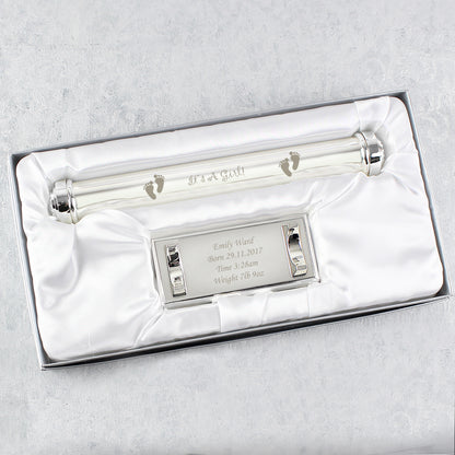 Personalised Its A Girl Silver Plated Certificate Holder - image 5