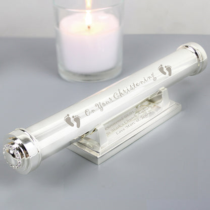 Personalised Christening Silver Plated Certificate Holder from Heartfelt Gifts
